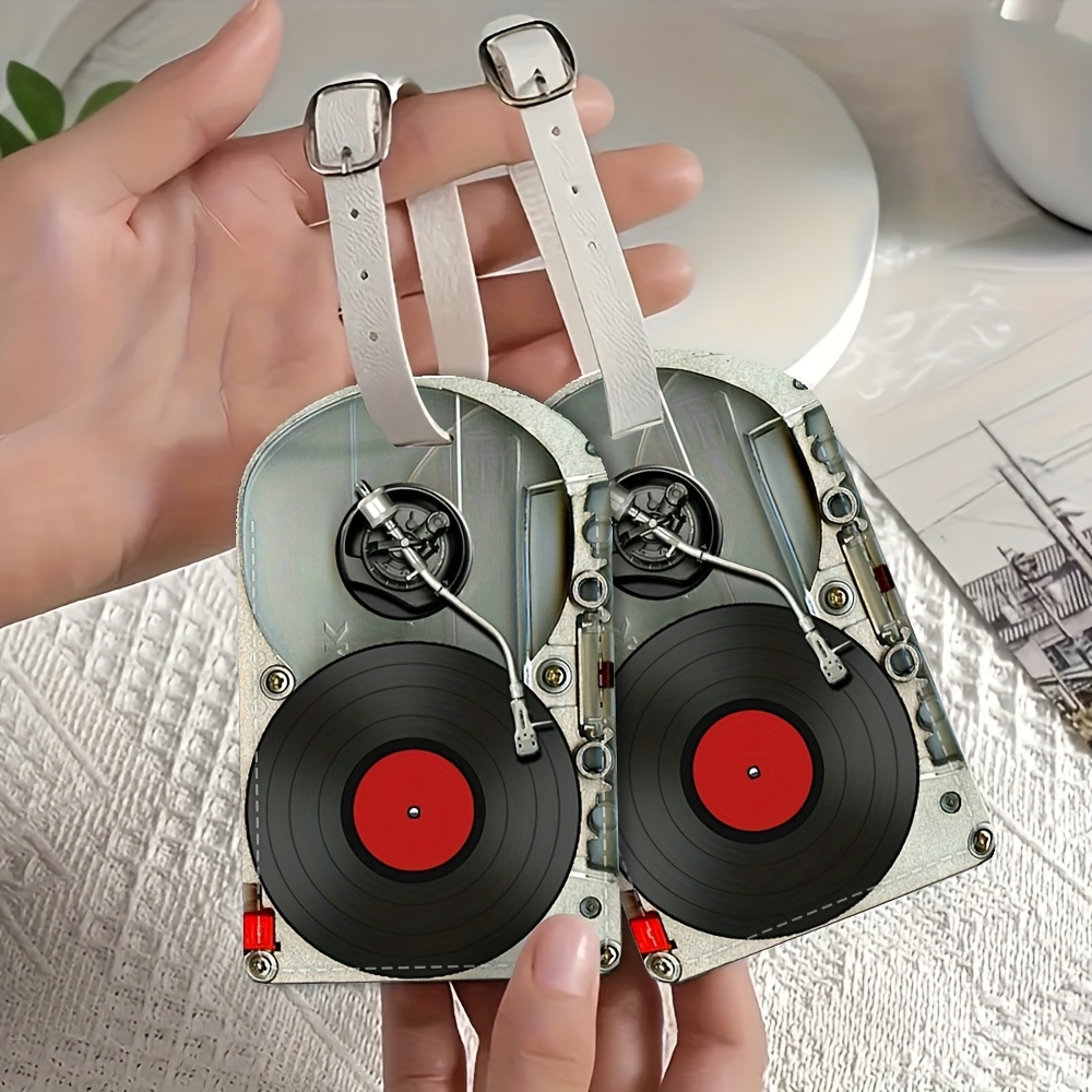 빈티지 LP 레코드 플레이어 모양 수하물 태그 PU 분 - Travel Accessories Luggage Straps 리뷰 및 가격