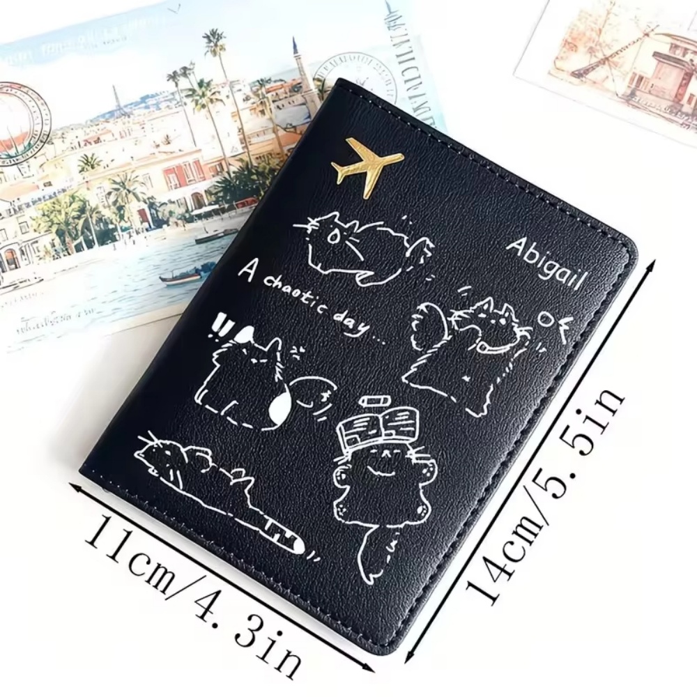 맞춤형 이름 PU 여권 케이스, 귀여운 만화 고양이 디 - Travel Accessories Designer 리뷰 및 가격