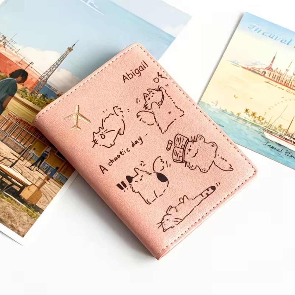 맞춤형 이름 PU 여권 케이스, 귀여운 만화 고양이 디 - Travel Accessories Designer 리뷰 및 가격