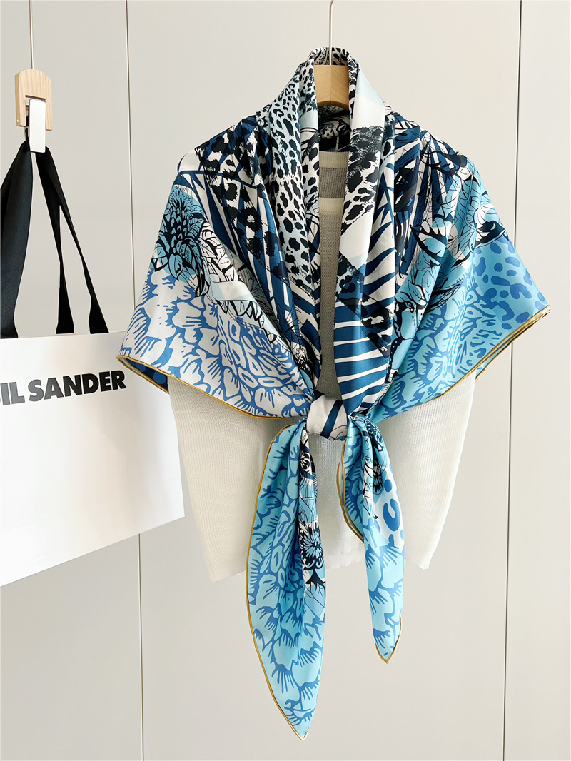 사자 프린트 실크 스카프 럭셔리 디자이너 손으로 감은  - Travel Accessories Designer 리뷰 및 가격