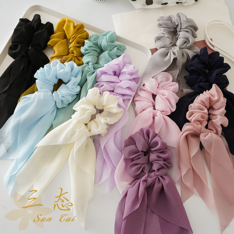 1Pc 패션 25cm 쉬폰 긴 리본 Scrunchies - Travel Accessories Holder 리뷰 및 가격