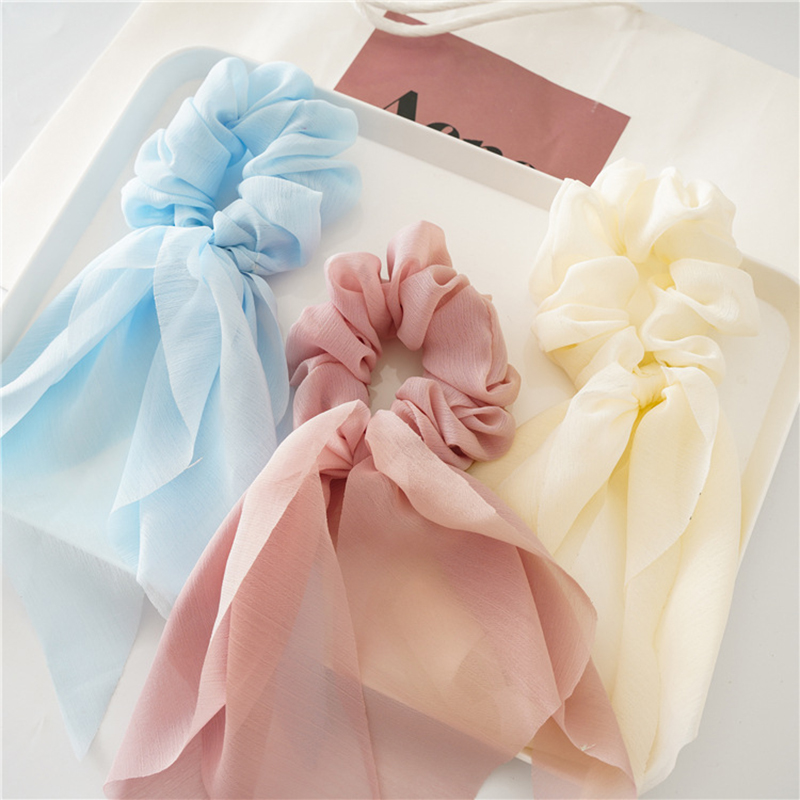 1Pc 패션 25cm 쉬폰 긴 리본 Scrunchies - Travel Accessories Holder 리뷰 및 가격