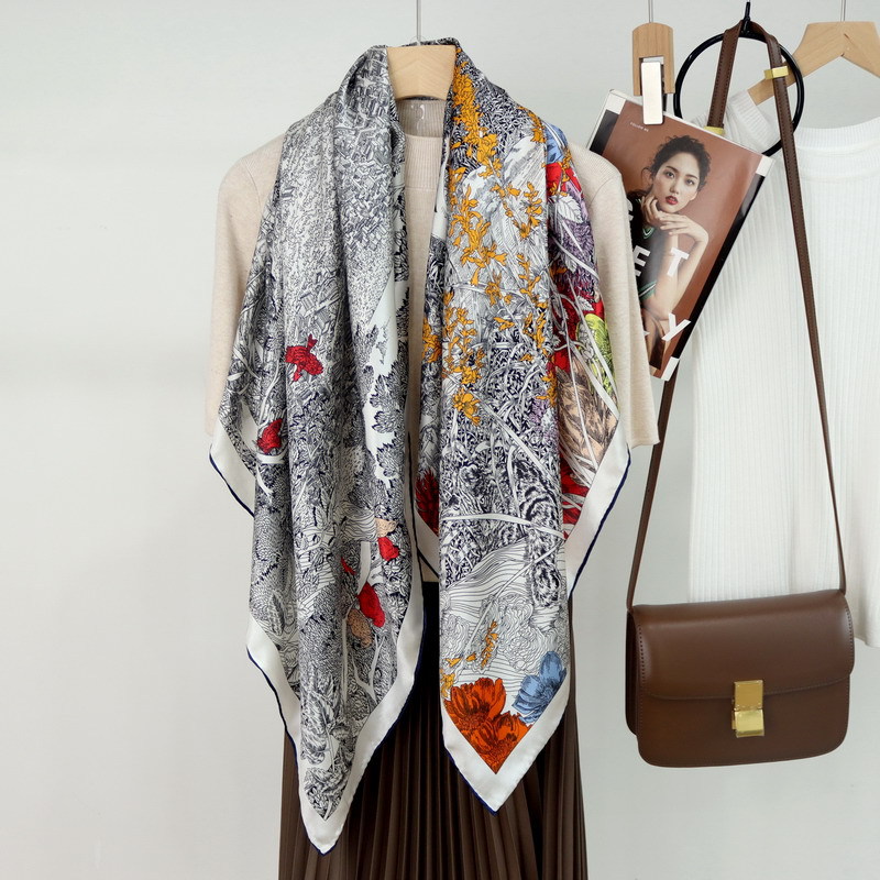 110CM 실크 스카프 럭셔리 핸드롤드 반다나 스퀘어  - Travel Accessories Luxury 리뷰 및 가격