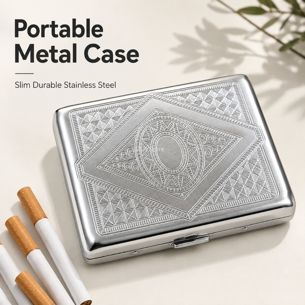 스테인리스 스틸 담배 케이스, 엠보싱 처리된 휴대용 금 - Travel Accessories Holder 리뷰 및 가격