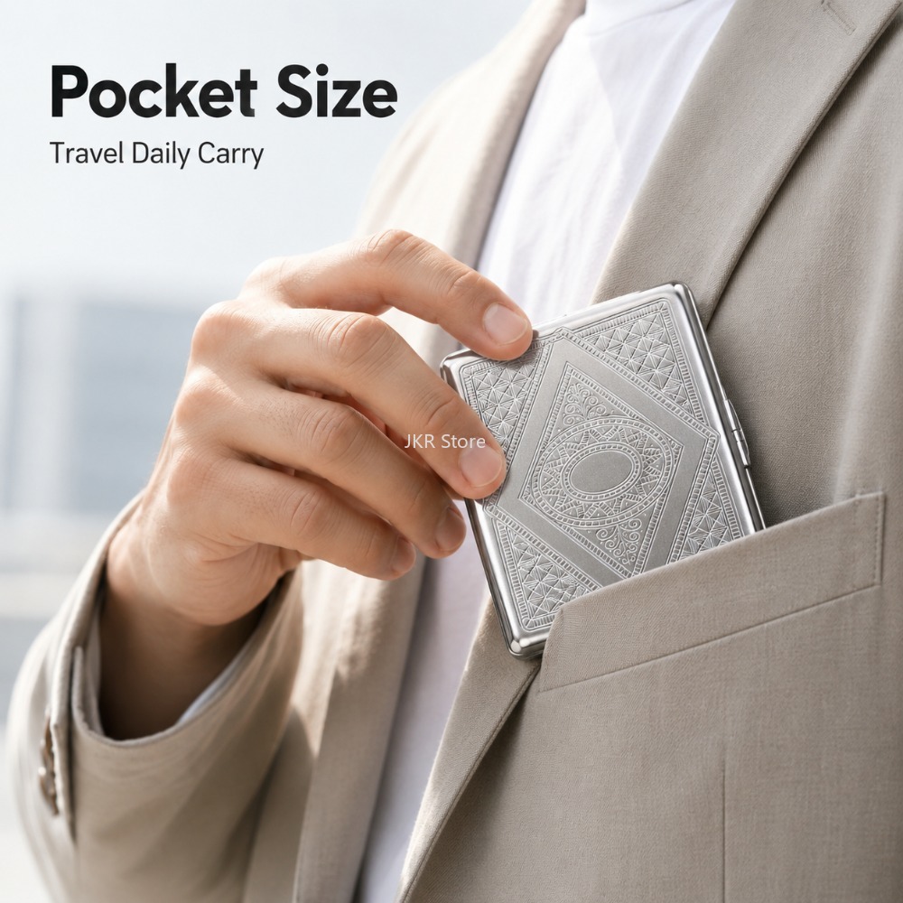 스테인리스 스틸 담배 케이스, 엠보싱 처리된 휴대용 금 - Travel Accessories Holder 리뷰 및 가격