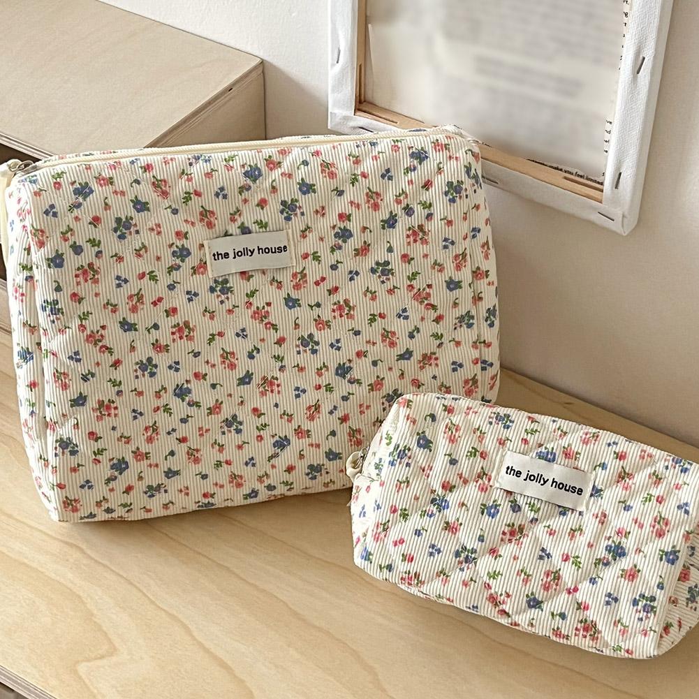 빈티지 플로럴 퀼트 화장품 가방 휴대용 코튼 화장품 정 - Travel Accessories Box 리뷰 및 가격