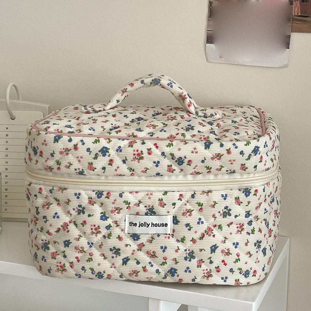 빈티지 플로럴 퀼트 화장품 가방 휴대용 코튼 화장품 정 - Travel Accessories Box 리뷰 및 가격