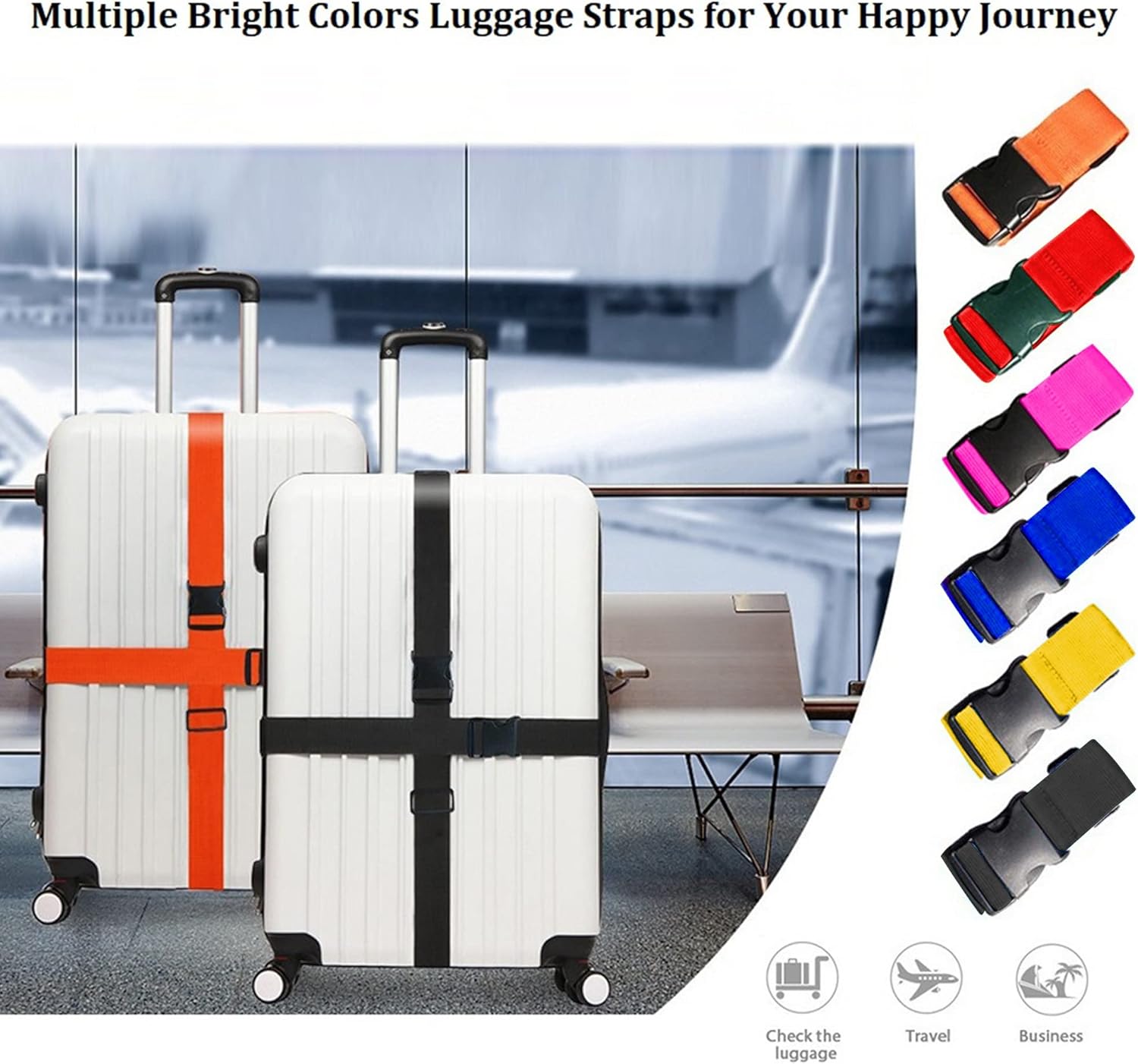 밝은 색상 조절 가능한 수하물 스트랩 2팩 고강도 여행 - Travel Accessories Luggage Straps 리뷰 및 가격