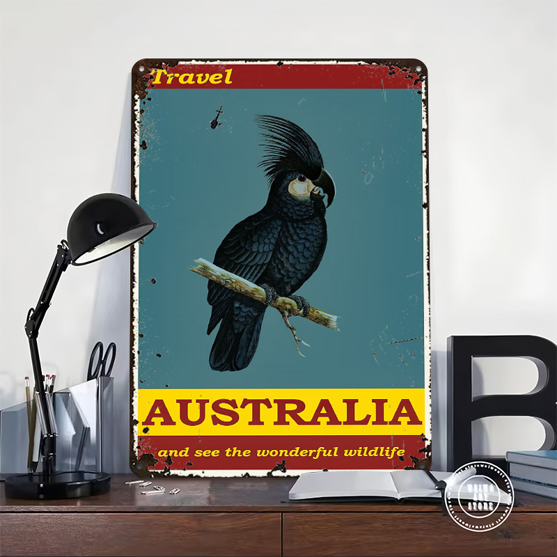 호주 여행 틴 포스터 맞춤형 벽 장식 레트로 빈티지 금 - Travel Accessories Australia 리뷰 및 가격