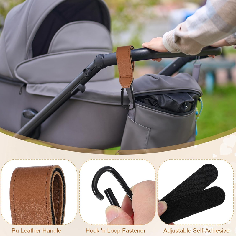 2개 가죽 카트 걸이 아기 유모차 걸이 PU 조절 가능 - Travel Accessories For 1 Year Old 리뷰 및 가격